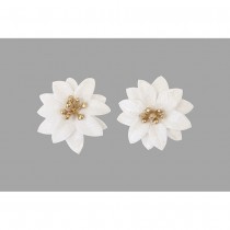 6 FLEURS POINSETTIA VELOURS STICKER 4.7CM BLANC