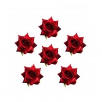 6 FLEURS ROSE ARTIFICIELLE VELOUTÉ 7CMX4.5CM ROUGE