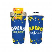 6 GOBELETS APÉRO CARTON 50CL BLEU