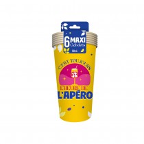 6 GOBELETS APÉRO CARTON 50CL JAUNE