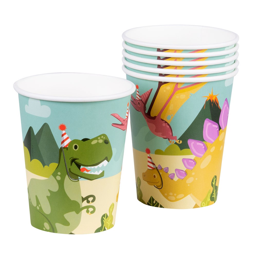 10 GOBELETS CARTON DINO PARTY 21CL MULTICOLORE