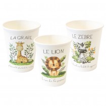 6 GOBELETS CARTON ANIMAUX DE LA SAVANE 25CL
