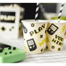 6 GOBELETS CARTON GAMER JEUX VIDÉO 22CL CRÈME