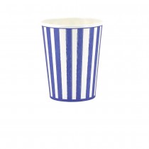 6 GOBELETS CARTON RAYÉ DOLCE VITA 25CL BLEU BLANC