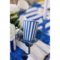 6 GOBELETS CARTON RAYÉ DOLCE VITA 25CL BLEU BLANC