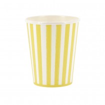 6 GOBELETS CARTON RAYÉ DOLCE VITA 25CL JAUNE BLANC