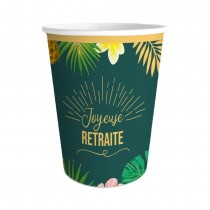 6 GOBELETS CARTON RETRAITE TROPICAL 25CL VERT