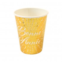 6 GOBELETS CARTON SCINTILLANT ANNÉE 25CL OR