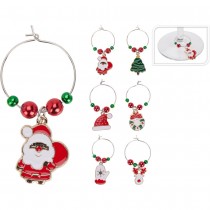 6 MARQUE-VERRES DÉCO NOËL MÉTAL 4CM