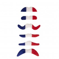 6 MOUSTACHES TRICOLORE FRANCE SUPPORTER ADULTE