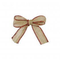 6 NŒUDS TOILE JUTE BORD ROUGE MÉTAL 6X9CM NATURE