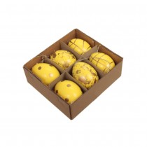 6 OEUFS POULE DÉCORÉS 6CM JAUNE