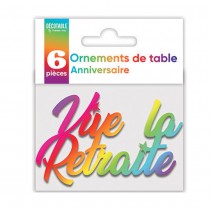 6 ORNEMENTS DE TABLE RETRAITE MULTICOLORE MÉTALLISÉ