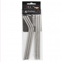 6 PAILLES AVEC GOUPILLON ACIER INOX