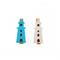 6 PHARES BOIS SUR PINCE 3X4.5CM THÈME MER