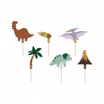 6 PIQUES CAKE TOPPER DINOSAURE JURASSIQUE 8-12CM