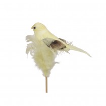 6 PIQUES OISEAU PLUME 10CM JAUNE