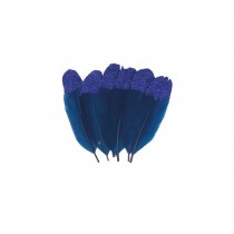 6 PLUMES BLEU POINTE VIOLET PAILLETÉ 11X3.5CM