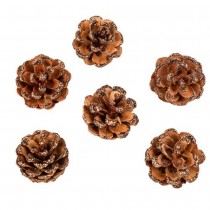 6 POMMES PIN PAILLETTES 4CM CHOCOLAT