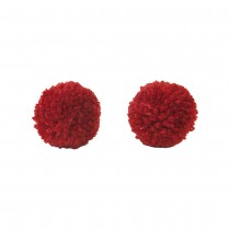 6 POMPONS DÉCORATIFS LAINE 3.5CM ROUGE
