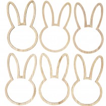6 RONDS SERVIETTE LAPIN BOIS 6X10CM