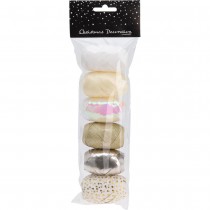 6 RUBANS EMBALLAGE CADEAU 5MMX8M BLANC OR