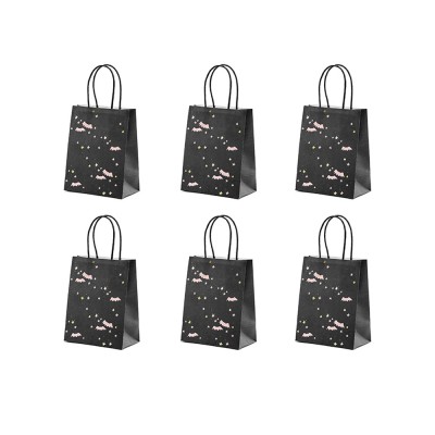 6 SACS CADEAU HALLOWEEN NOIRS 14X18X6 CM