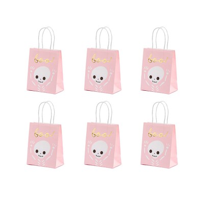 6 SACS CADEAU HALLOWEEN SQUELETTE 14X18X6 CM