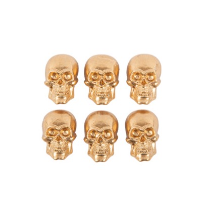 6 TÊTES DE MORT RÉSINE AUTOCOLLANTES OR 3X2CM