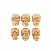 6 TÊTES DE MORT RÉSINE AUTOCOLLANTES OR 3X2CM