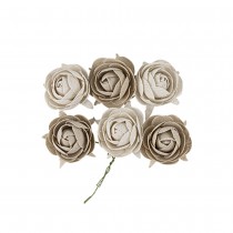 6 TIGES RENONCULE ARTIFICIELLE 4.5CM CRÈME TAUPE