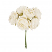 6 TIGES ROSE ARTIFICIELLE PISTILS 4X13CM IVOIRE