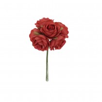 6 TIGES ROSE ARTIFICIELLE PISTILS 4X13CM ROUGE