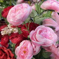 6 TIGES ROSE ARTIFICIELLE PISTILS 4X13CM ROUGE