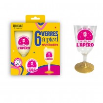 6 VERRES À PIED APÉRO RÉUTILISABLES 20CL JAUNE