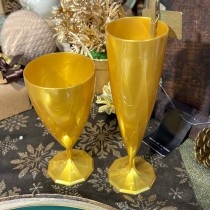 6 VERRES À VIN RÉUTILISABLES 15CL OR