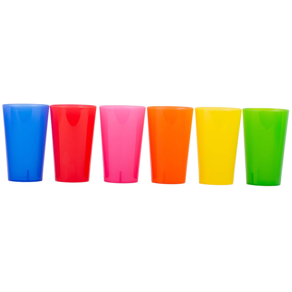 6 VERRES GOBELET PLASTIQUE INCASSABLE 33CL MULTI