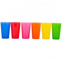 6 VERRES GOBELET PLASTIQUE INCASSABLE 33CL MULTI