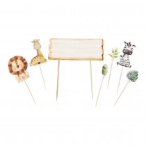 7 PIQUES DÉCO GÂTEAU ANIMAUX DE LA SAVANE 11CM