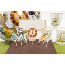 7 PIQUES DÉCO GÂTEAU ANIMAUX DE LA SAVANE 11CM