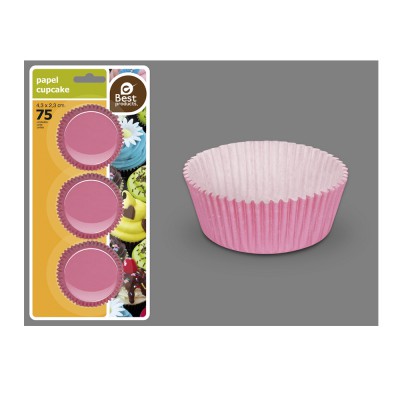 75 Moules à cupcakes en papier roses à pois blancs 5 x 3 cm - Vegaooparty