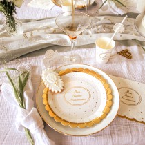 8 ASSIETTES CARTON 1ER ANNIVERSAIRE 23CM BLANC