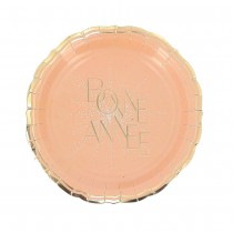 8 ASSIETTES CARTON ANNÉE PÉTILLANT OR 18CM ROSE