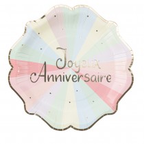 8 ASSIETTES CARTON ANNIVERSAIRE PASTEL PARTY 23CM