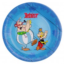 8 ASSIETTES CARTON ASTÉRIX OBÉLIX FÊTE 23CM BLEU
