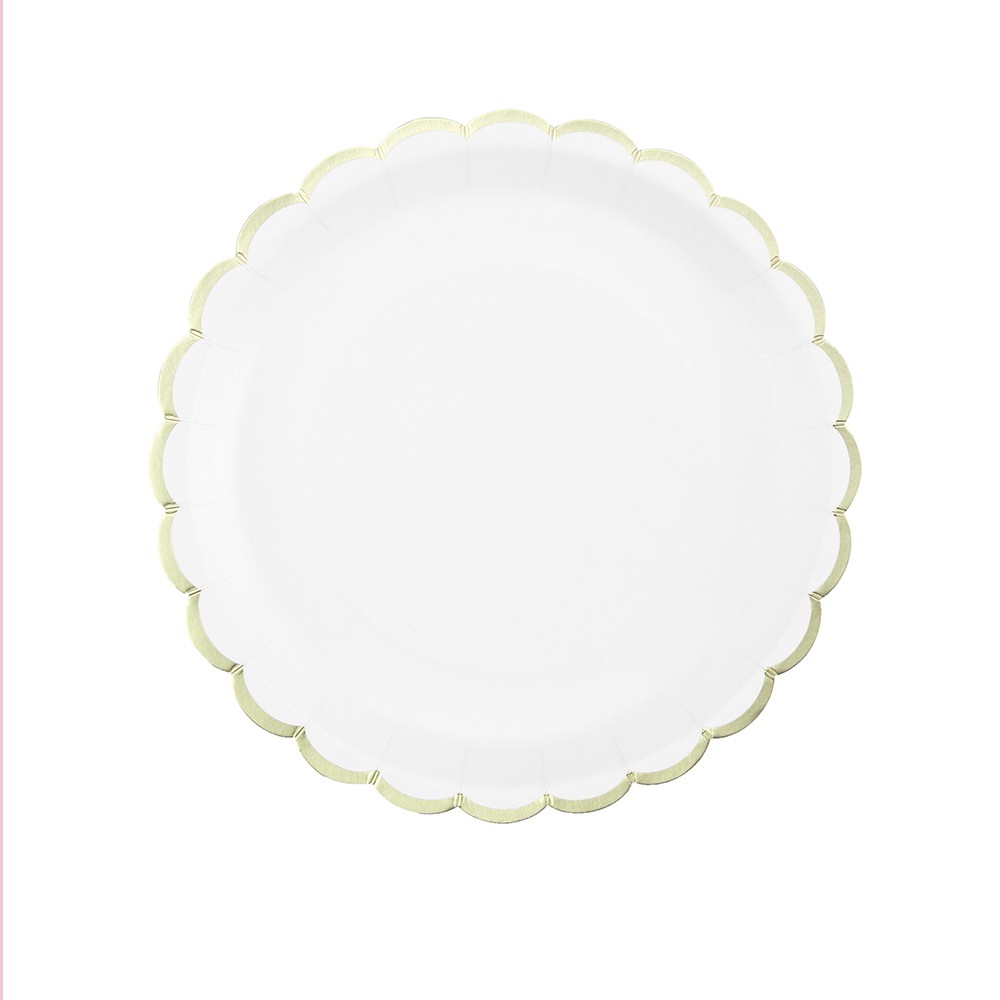 Assiettes en carton Blanc & Or