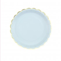 8 ASSIETTES CARTON FESTON LISERÉ OR 23CM BLEU