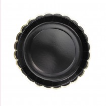 8 ASSIETTES CARTON FESTON LISERÉ OR 23CM NOIR