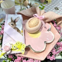 8 ASSIETTES CARTON FLEURS 18CM PASTEL