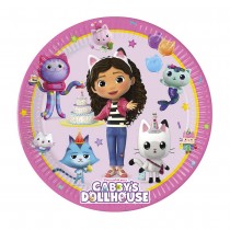 8 ASSIETTES CARTON GABBY MAISON MAGIQUE 23CM ROSE